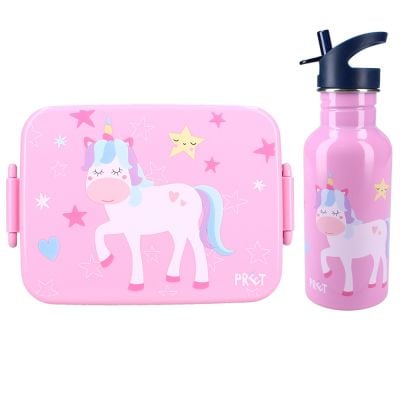 N00009796_001 0794677697969 Set cutie alimente 16x13x5 cm si bidon inox 500 ml, Vadobag, Unicorn Pink