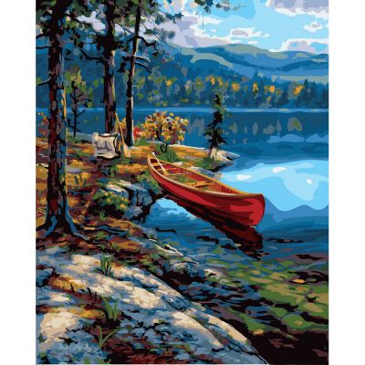 N00023496_001 725765335470 Set Pictura pe numere, Acuarello, Barcuta langa lac 