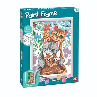 Set de pictura pe numere, Happi Hobbi, Picteaza si inrameaza, Pisici amuzante