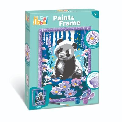 Set de pictura pe numere, Happi Hobbi, Picteaza si inrameaza, Panda visator