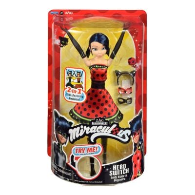 N00050414_001w 043377504146 Papusa Marinette 2 in 1, Miraculous Ladybug, Hero Switch