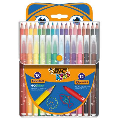 N00064827_001w 3086123538153 Set de colorat, Bic Evolution 18 creioane si 12 markere