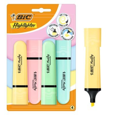 Set 4 evidentiatoare cu varf modular, Bic, Pastel