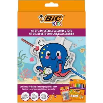 N00074280_001w 3086123742802 Set 3 jucarii gonflabile cu 12 markere colorate si 6 tuburi cu lipici, Bic
