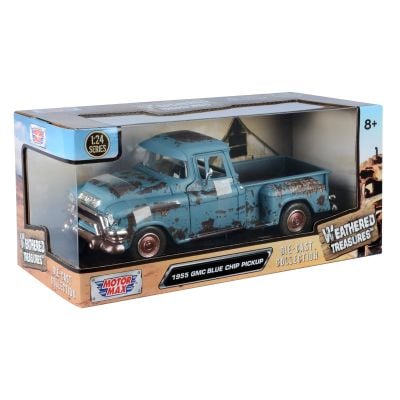 Masinuta metalica, Motormax, Weathered Treasures, 1955 GMC Blue Chip Pickup, 1:24