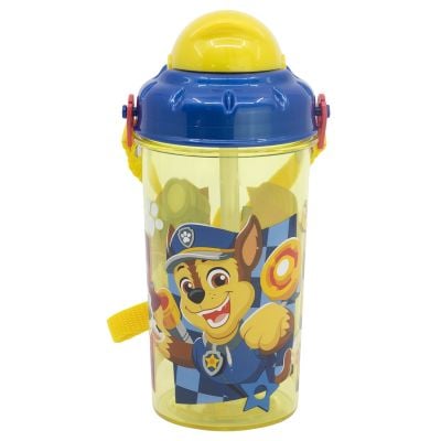 Sticla din plastic cu pai, Paw Patrol, 465 ml