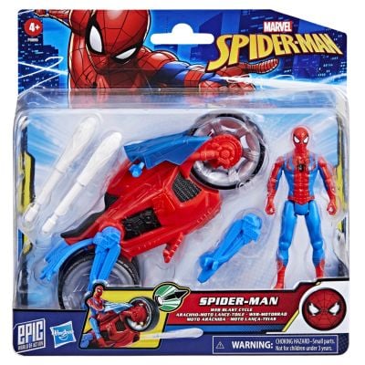 Set figurina cu motocicleta, Spiderman, Web Blast Cycle, 10 cm, F6899