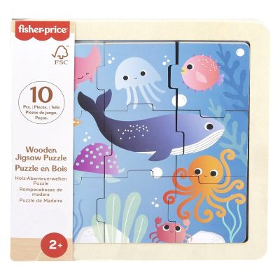 N000HXV15_002w 194735238415 Mini puzzle din lemn, Fisher Price, Oceanul, 9 piese, HXV17