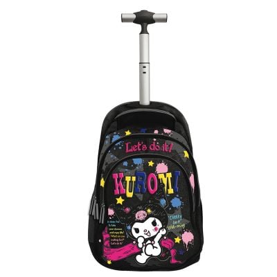 Ghiozdan tip troler cu maner telescopic, Graffiti, Kuromi Sketchy