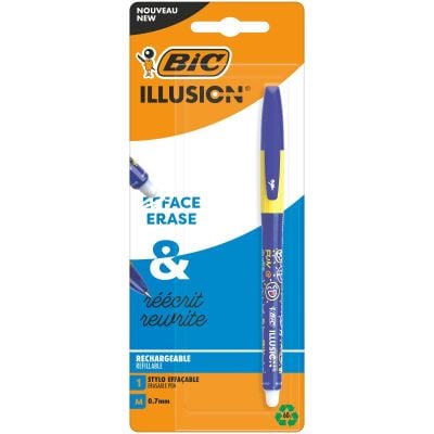 N01073526_001w 3086123735262 Pix Roller cu gel si radiera, Bic, Illusion, Reincarcabil, 0.7 mm
