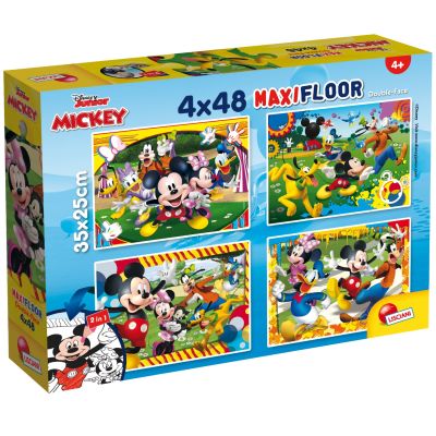 N01086610_001w 8008324086610 Puzzle de podea 2 in 1 Lisciani, Mickey Mouse, Maxi 4 x 48 piese