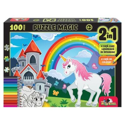 NOR5946_001w 5947504025946 Puzzle Magic 2 in 1, Witty Puzzlezz, Unicorn, 100 piese