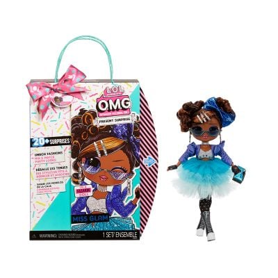 Papusa LOL Surprise OMG Present Surprise, Miss Glam cu  20 de surprize, 576365EUC 