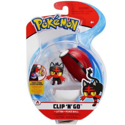 Figurina in bila Clip N Go Pokemon S2 - Litten, Poke Ball (95065)