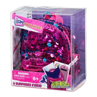 RL25261_005w Mini ghiozdanel cu 6 surprize Real Littles, Roz-Paiete