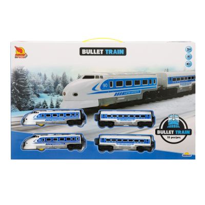 Set trenulet cu vagoane si sina, Suncon, 33 piese, Albastru