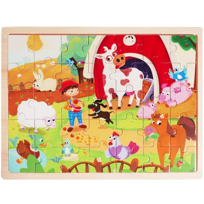S00001853_001w 8680863018538 Puzzle din lemn, Woody, Animale de la ferma, 48 piese