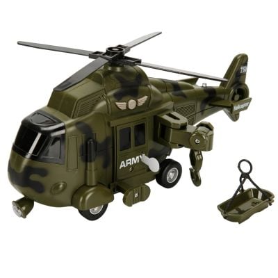 Elicopter de armata cu lumini si sunete, Maxx Wheels, 1:16, Verde
