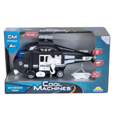 Elicopter de politie cu lumini si sunete, Maxx Wheels, 1:16, Negru