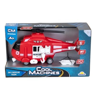 Elicopter de interventie cu lumini si sunete, Maxx Wheels, 1:16, Rosu