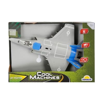 Avion Jet Fighter cu lumini si sunete, Maxx Wheels, 1:16, Albastru