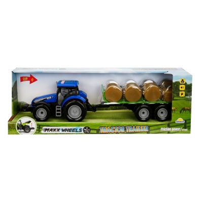 S00002681_011w 8680863026816 Tractor albastru cu remerca cu fan, cu lumini si sunete, Maxx Wheels, 44 cm