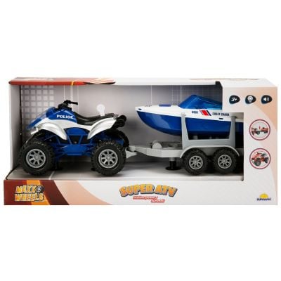 Set Super ATV cu remorca si barca, Maxx Wheels, Albastru