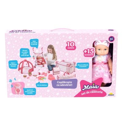 Set de calatorie cu papusa Maia, 15 accesorii