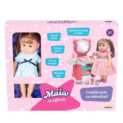 Set de joaca cu papusa Maia in oglinda, Bleu