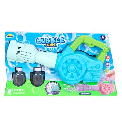 Pistol de facut baloane cu lumini si sunete, Bubble Gun, 256 ml, Albastru