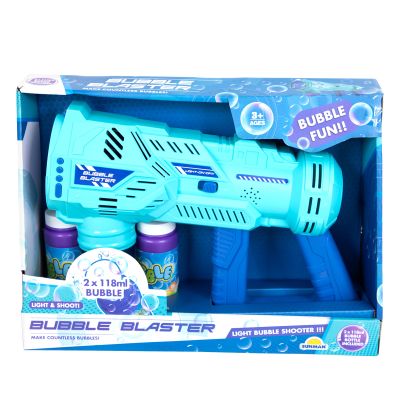Pistol de facut baloane cu lumini si sunete, Bubble Blaster, Albastru, 236 ml