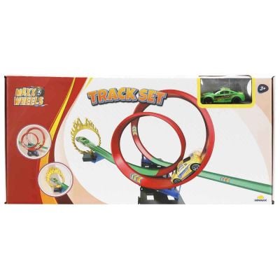 Set de joaca cu masinuta, Maxx Wheels, Track Racing, Verde