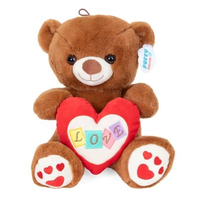 S00004762_003w 8680863047620 Ursulet de plus cu inima, Puffy Friends, Maro, 30 cm