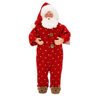 Figurina decorativa, Alska, Mos Craciun in pijamale, 28 cm