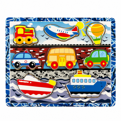 Puzzle din lemn, Vehicule, 8 piese