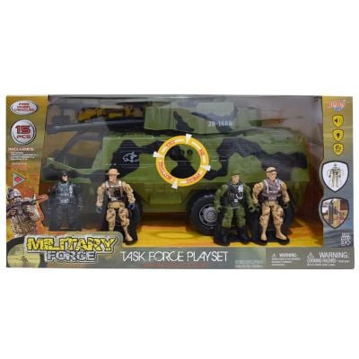 S00007091_TANC 8680863025239 Vehicul militar si 4 figurine, Hero Combat, Tanc, 15 piese