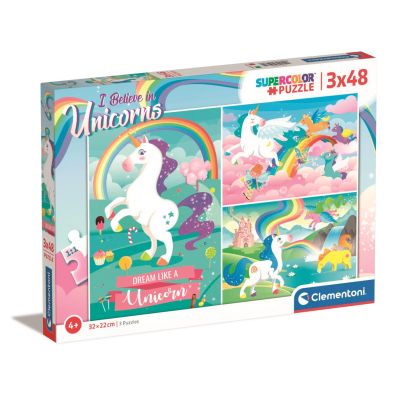 Puzzle Clementoni Unicorni, 3 x 48 piese