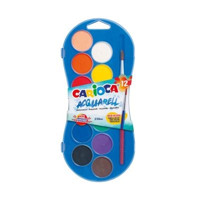 S00042404_001w 8003511424046 Set 12 culori acuarele lavabile si pensula, Carioca