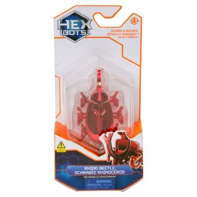 Figurina interactiva, Hexbots, Rhino Beetle, Scarabee Rhinoceros, Rosu, 20149630