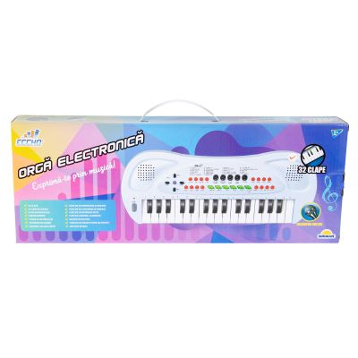 S00099000_001w 8675400032207 Orga electronica cu microfon, Eccho, 32 clape, Alb