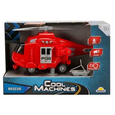 Elicopter de salvare cu sunete si lumini, Maxx Wheels, Rosu, 1:20