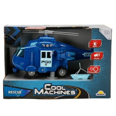Elicopter de salvare cu sunete si lumini, Maxx Wheels, Albastru, 1:20