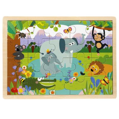 S01002908_001w 8680863029084 Puzzle din lemn, Woody, Animale salbatice, 20 piese