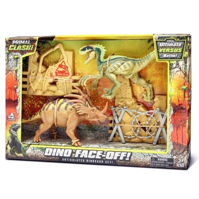 S01071151_002w 048242371151 Set de joaca cu 2 dinozauri si accesorii, Lanard Toys, Primal Clash, Maro-Verde