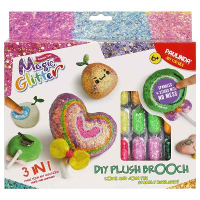 Set de creatie cu sclipici Paulinda, Magic Glitter 3In1, Plush Brooch Design