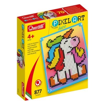Set de creatie, Quercetti, Pixelart Basic Unicorn, 877 piese