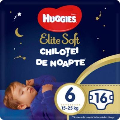 9402663 Scutece Huggies Chilotel de nopate Elite Soft Overnight Pants, nr 6, 15-25 kg, 16 buc 