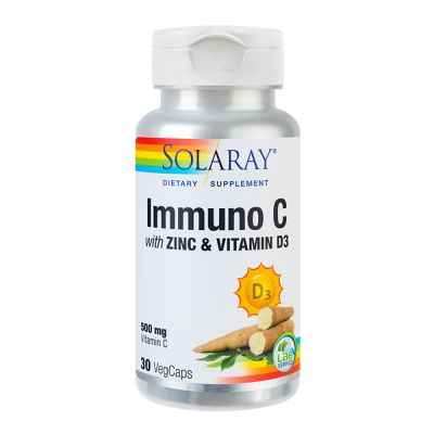 Immuno C plus Zinc si Vitamina D3, 30 capsule vegetale, Solaray, Secom