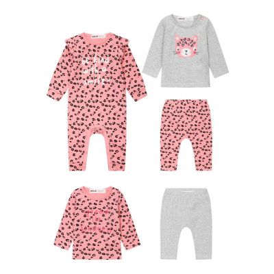 LMSET7 5059030894085 Set bebe salopeta, 2 tricouri si 2 colanti, animal print, Minoti