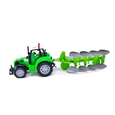 INT7754_002w 5949033917754 Set tractor si plug, Farmer Toys, Cool Machines, cu lumini si sunete, verde